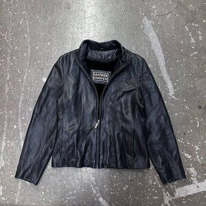 Leather Limited Black Genuine Leather Moto Jacket Size S Zip Up Lined